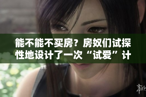 能不能不买房？房奴们试探性地设计了一次“试爱”计划