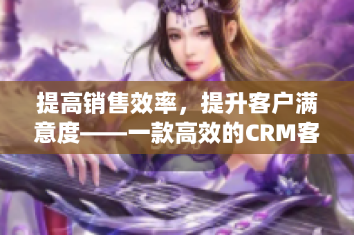 提高销售效率，提升客户满意度——一款高效的CRM客户管理系统