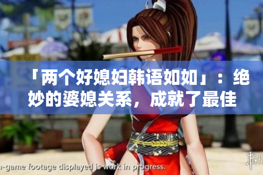「两个好媳妇韩语如如」：绝妙的婆媳关系，成就了最佳范例