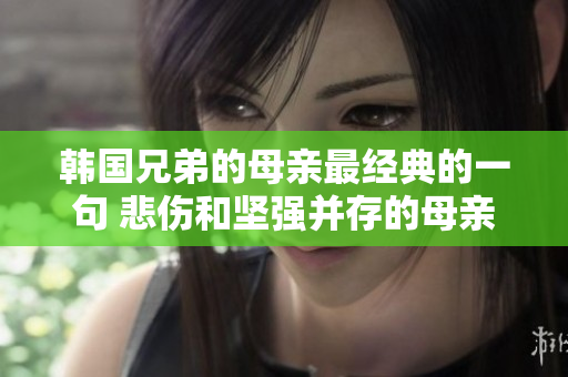 韩国兄弟的母亲最经典的一句 悲伤和坚强并存的母亲故事